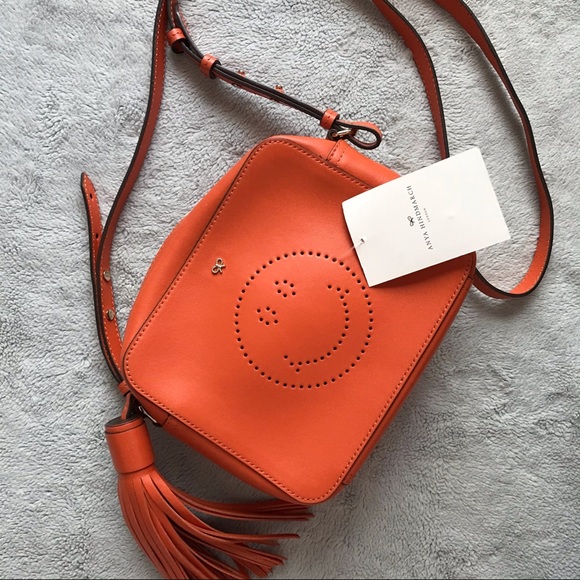 Anya Hindmarch Handbags - NWT Anya Hindmarch Crossbody Smiley Bag Orange